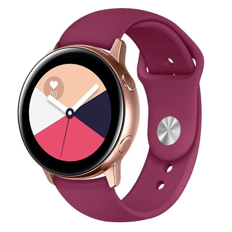 Monochrome Silicone Strap for Samsung Galaxy Watch Active 2 22mm (wine red)