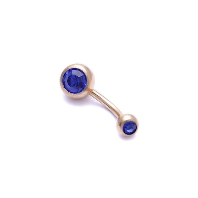 5 PCS Human Perforated Jewelry Electroplated Gold Double-drilled Umbilical Ring Czech Drill Umbilical Nails Thick Rod Earrings Punk Style (Navy Blue)