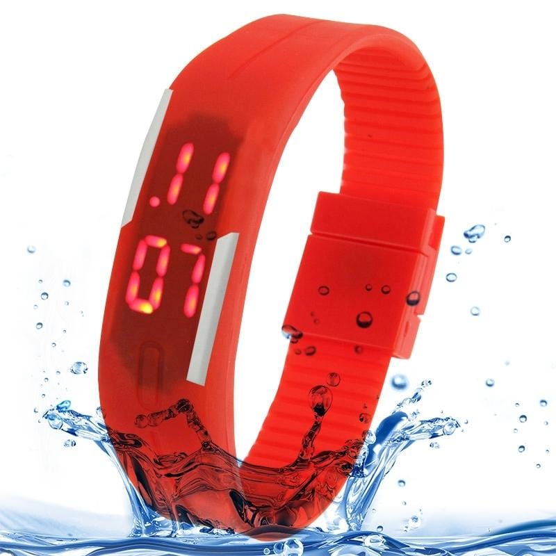 Fashion Waterproof Silicone Bracelet Watch with LED Display (Red)