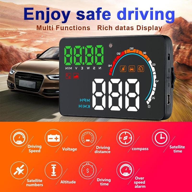 Q5 GPS 4 inch Vehicle-mounted Head Up Display Security System, Support Running Speed & Direction & Distance / Driving Kilometres /
