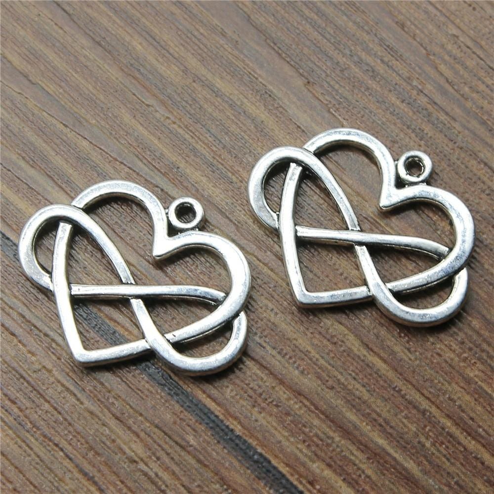 50PCS 27x22mm Heart Infinity Charm Infinity Knot Charm Infinity Heart Charm For Jewelry Making