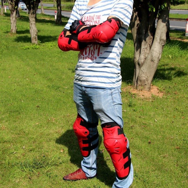 4 PCS / Set Cyclegear K11H11 Motocross Equipment Protection Motorcycle Elbow & Knee Pads Protect Guards (Red)