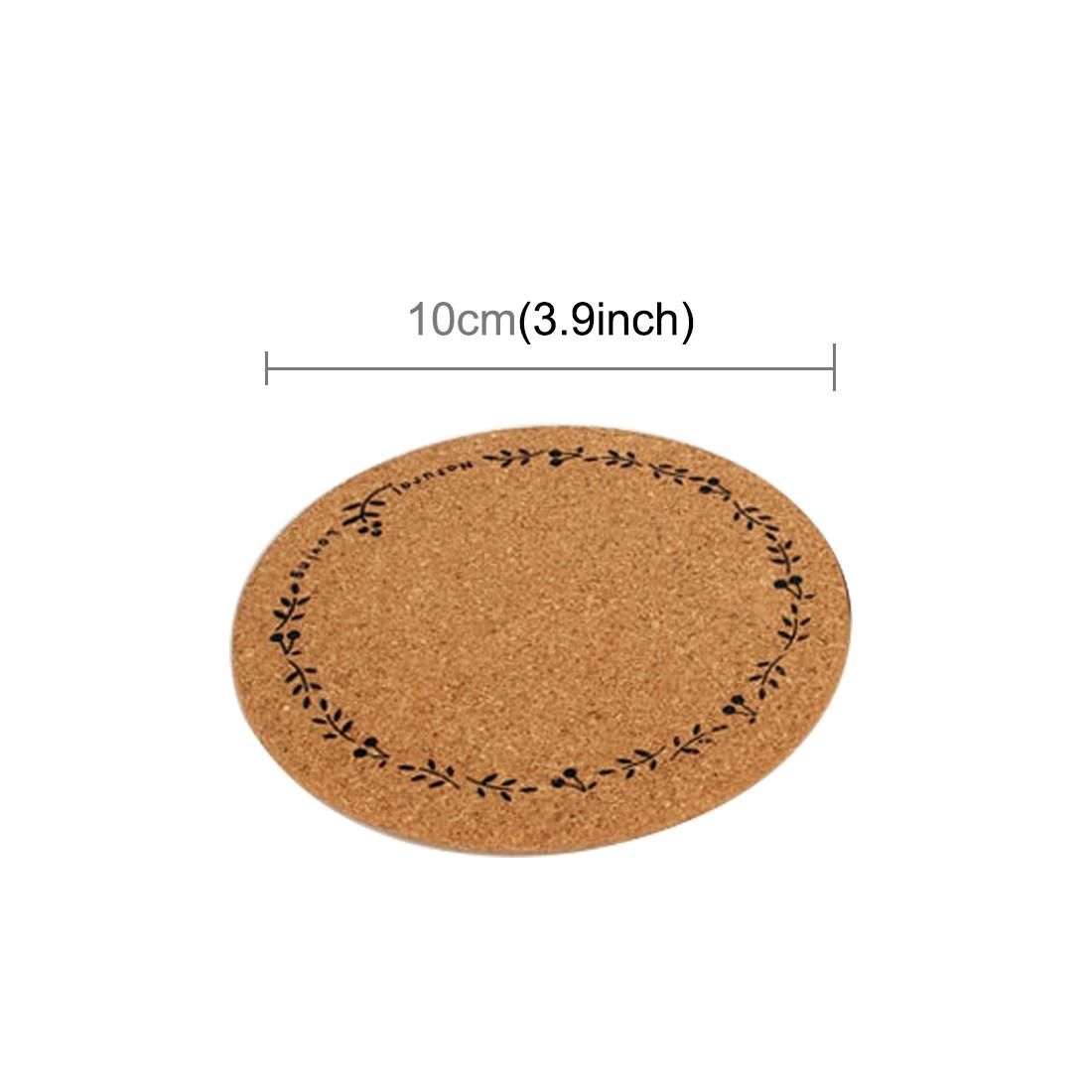 2 PCS Round Cork Coasters Cup Cushion Holder Drink Cup Place Mat Coffee Coasters Wooden Holder Pad Cup Lace Mat Round Cork Coaster, Size: 10*0.5cm