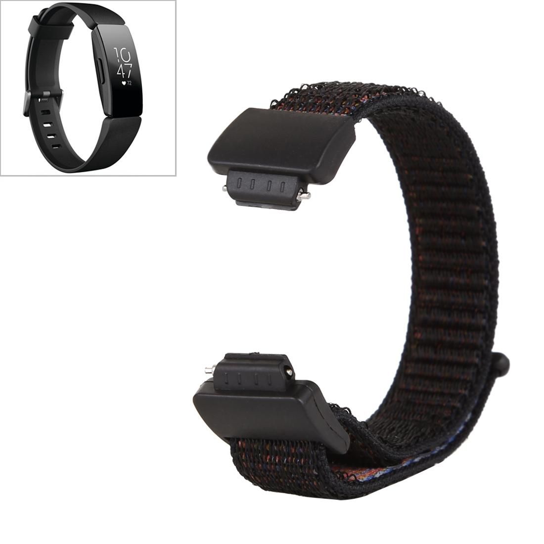 For Fitbit Inspire/ Inspire HR Nylon Watchband with Hook and Loop Fastener (Black Brown)