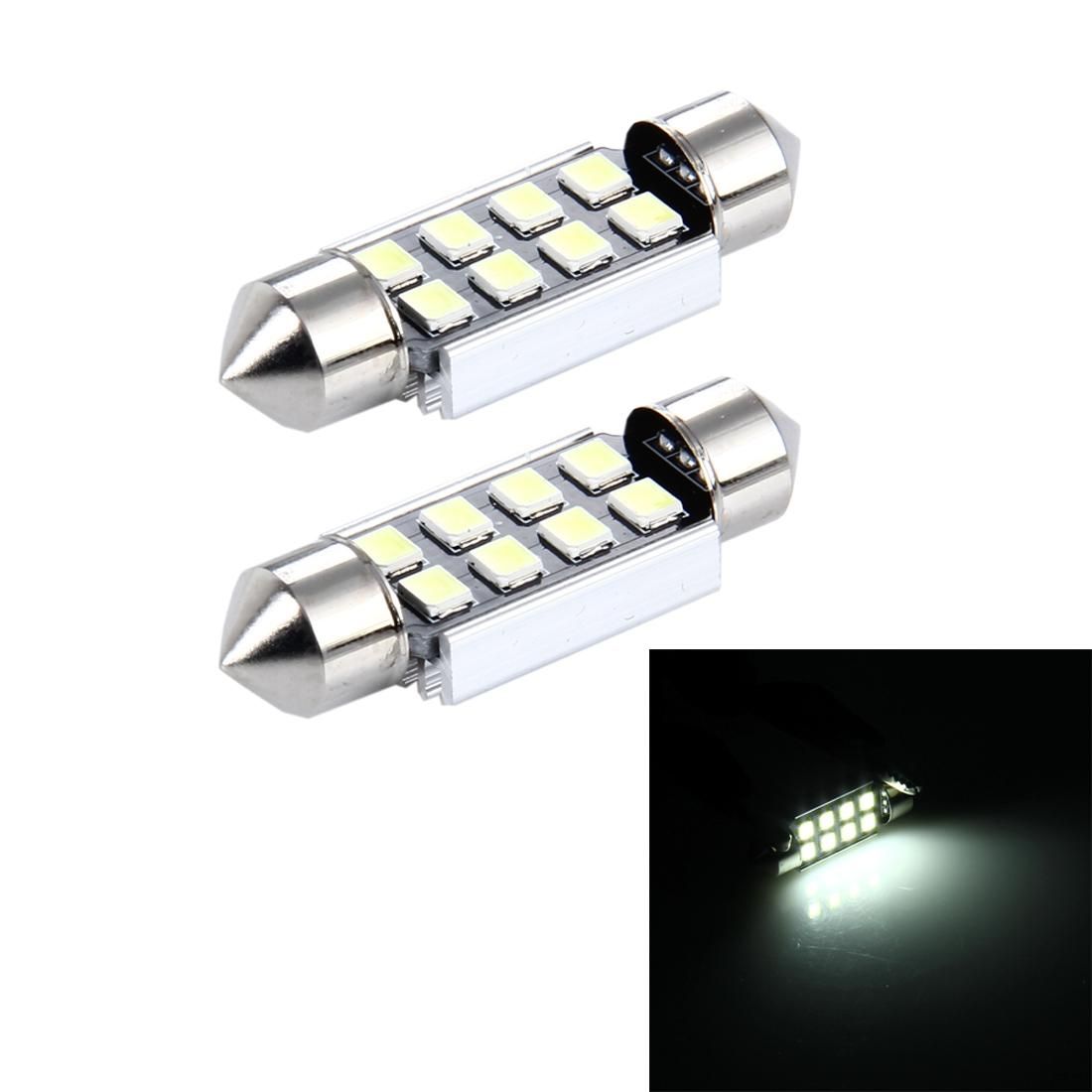 2 PCS 3W 200 LM 6000K 36MM 8 SMD-2835 LEDs Bicuspid Port Decoding Car Dome Lamp LED Reading Light, DC 12V (White Light)