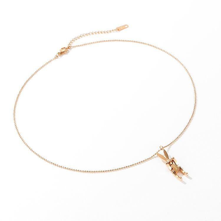 OPK 1680 Wild Titanium Steel Rabbit Necklace Female Square Pendant Personality Clavicle Chain