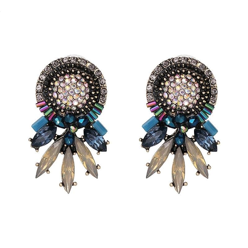 Wedding Colorful Charm Earrings Women Female Fashion Shiny Jewelry Statement Stud Earrings (multicolor)