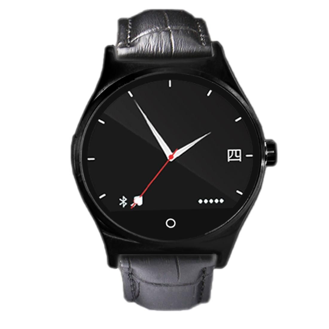 GL09 1.22 inch IPS BT4.0 IP67 Smart Watch with Leather Band for iPhone / Android Phone (Silver)