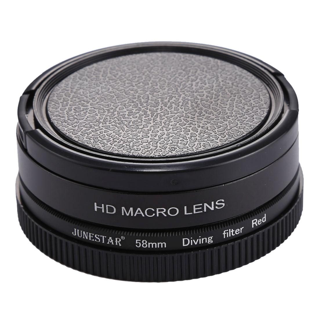 58mm 16X Macro Lens + Red Diving Lens Filter with Lens Cover + Lens Filter Ring Adapter + String + Cleaning Cloth for GoPro HERO6 /5 Dive Housing