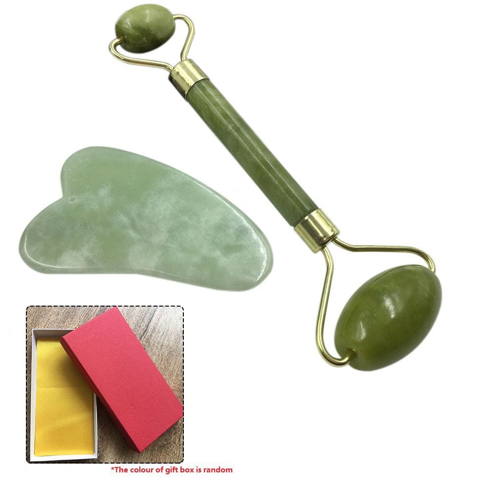 Jade Roller & Gua Sha Scraping Massage Tool with Protective - with gift box