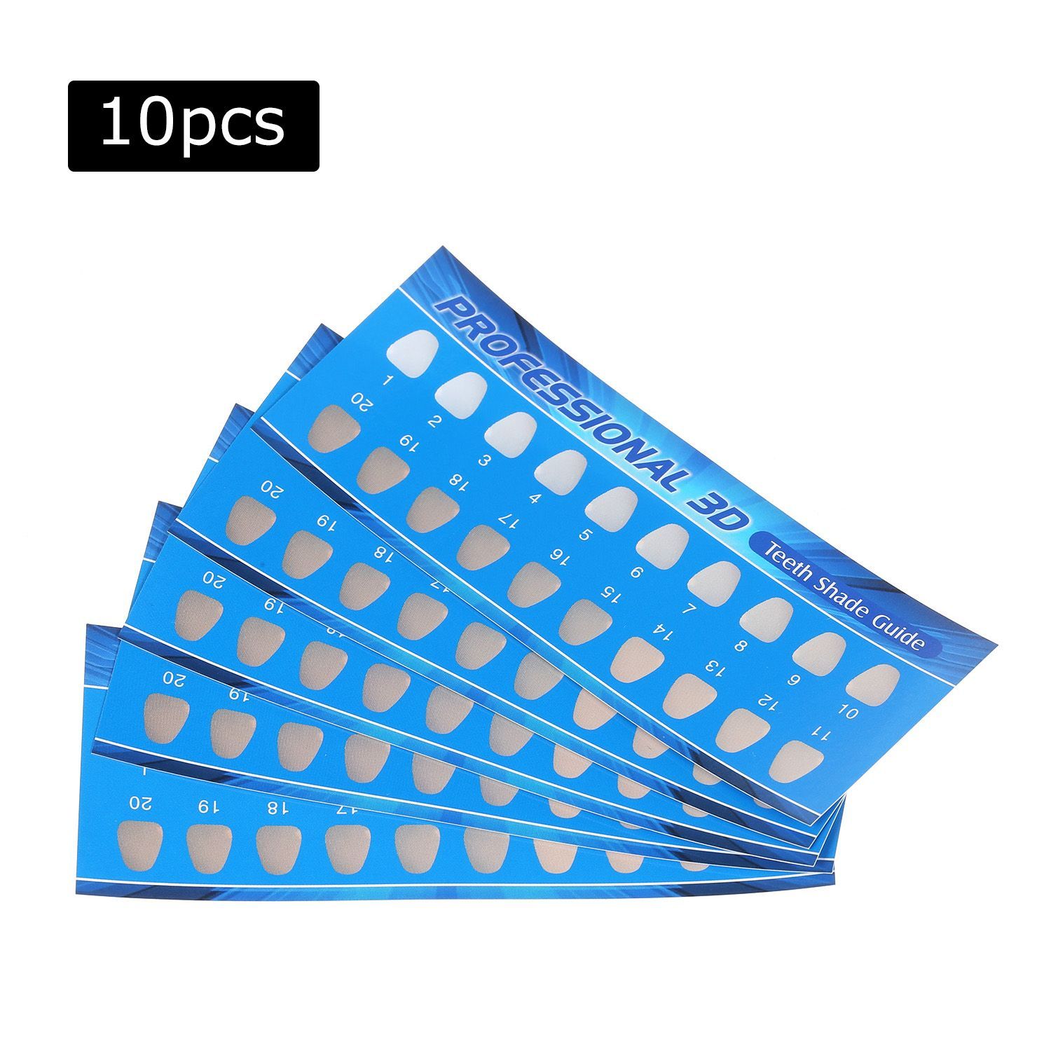 Teeth Shade Guide Paper 20 Colors Teeth Whitening Chart for - 10pcs