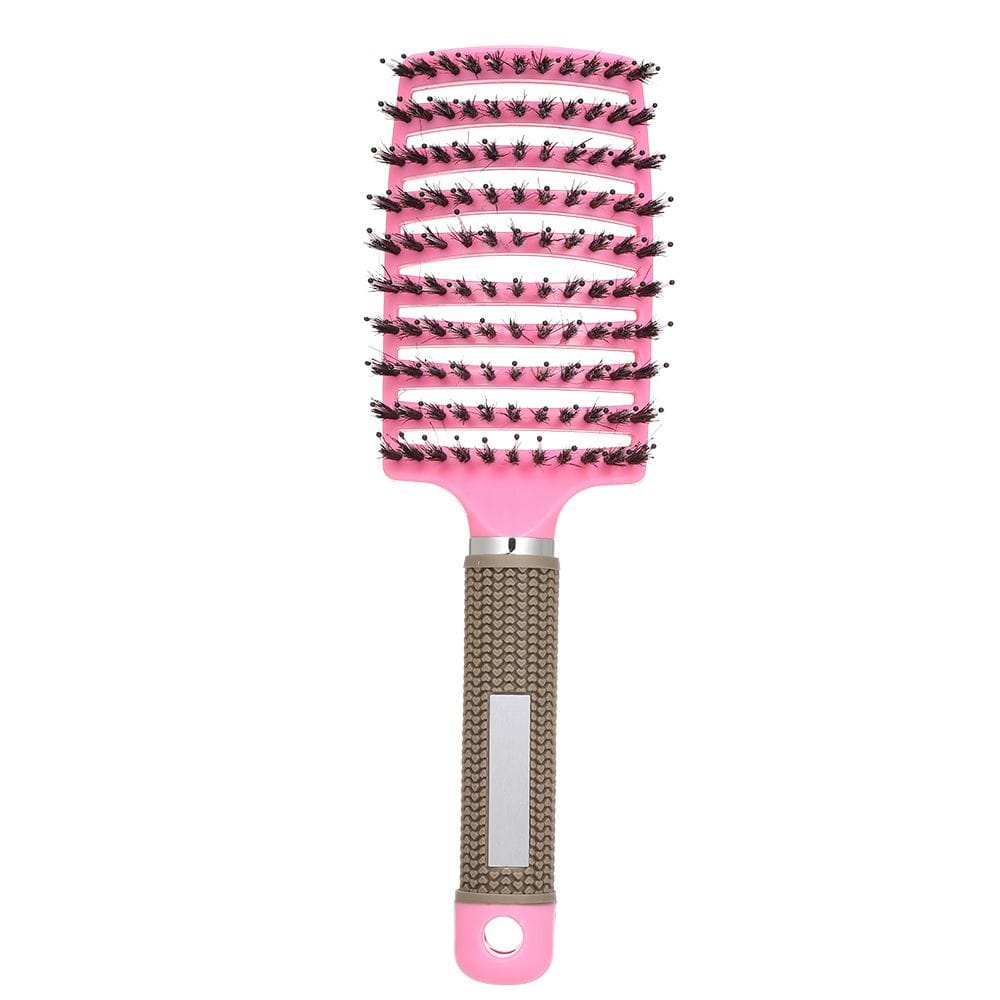 Curved Boar Bristle Hair Brush Massage Comb Detangling