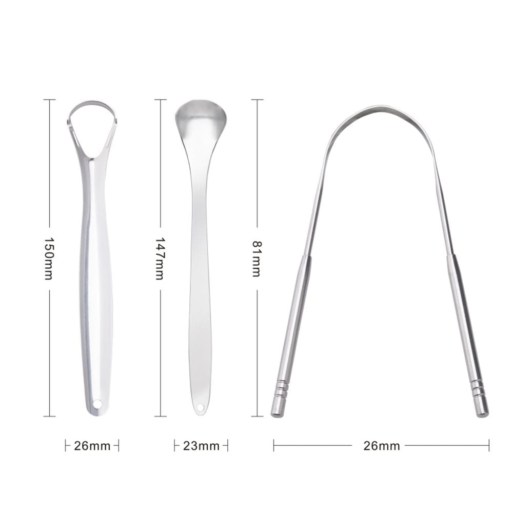 3PCS/Set Tongue Scraper Stainless Steel Oral Tongue Cleaner