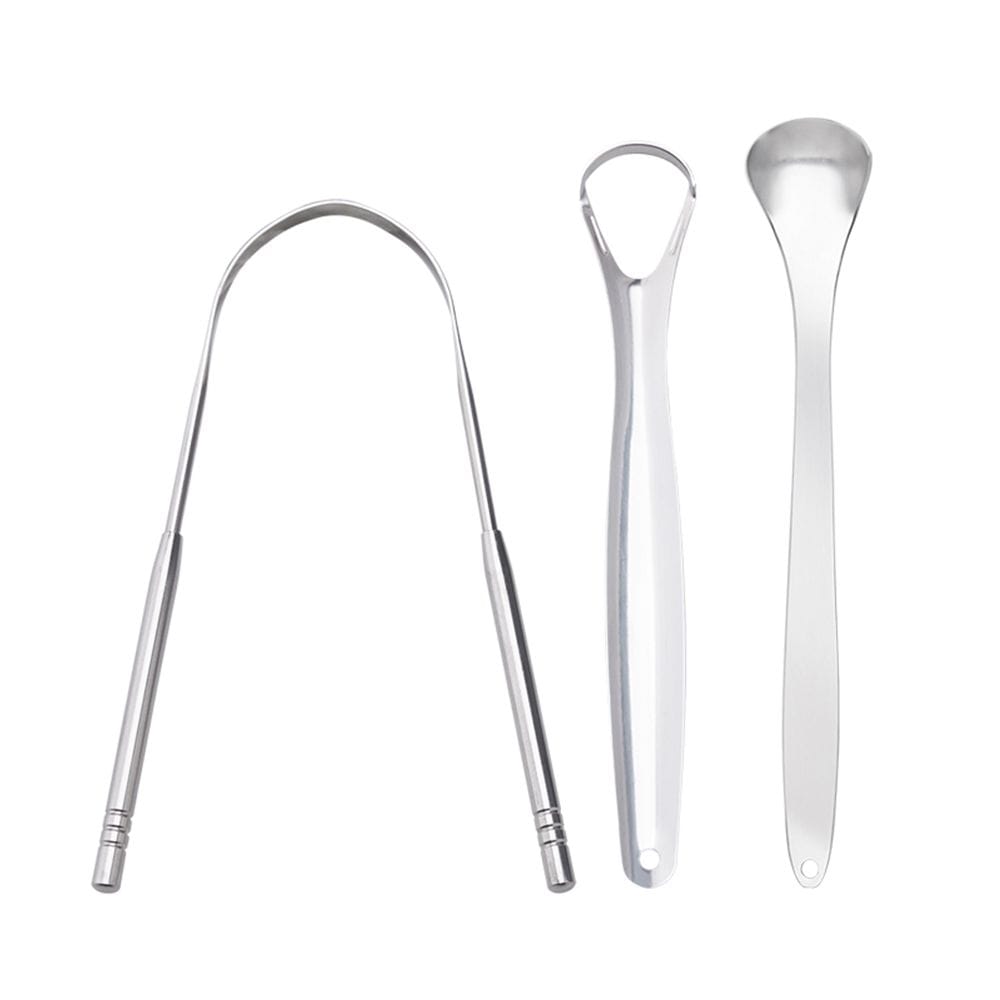 3PCS/Set Tongue Scraper Stainless Steel Oral Tongue Cleaner