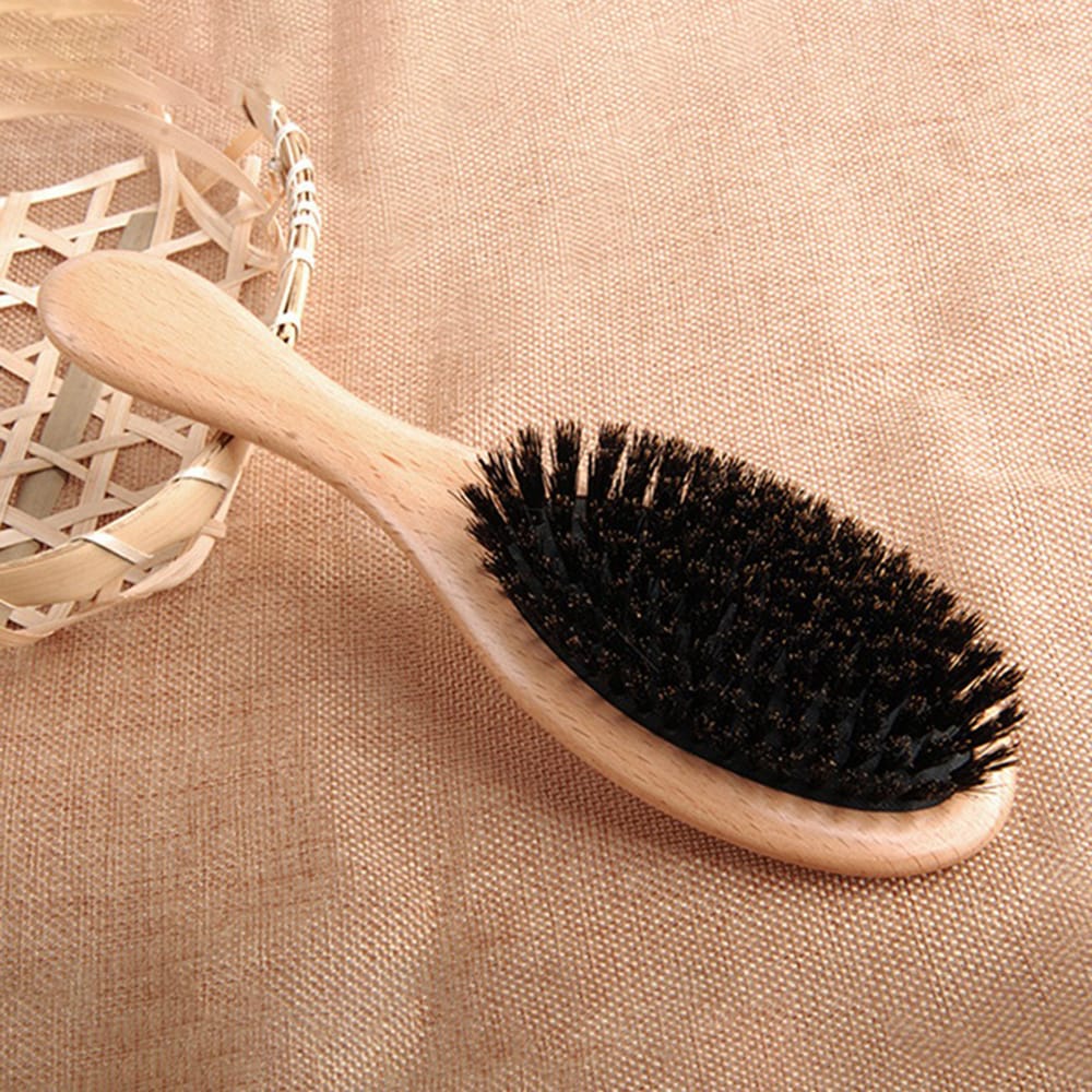 Natural Boar Bristle Hair Brush Wooden Paddle Hairbrush