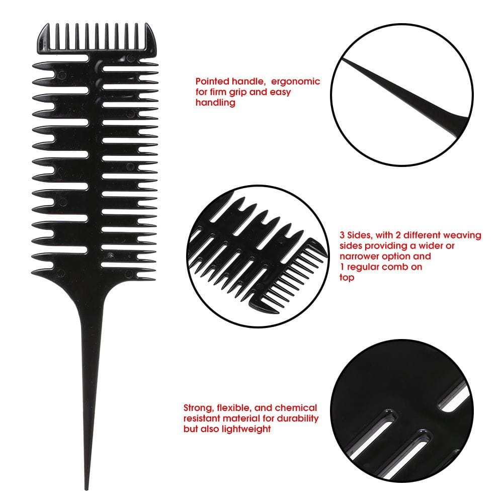 Hair Dyeing Comb 3-Way Sectioning Highlight Comb