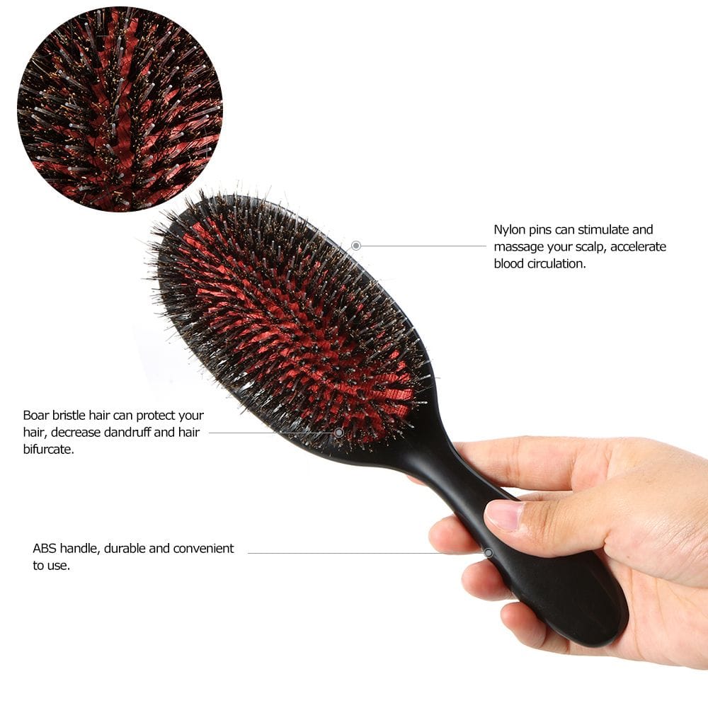 Boar Bristle & Nylon Hair Brush Oval Anti-static Paddle Comb