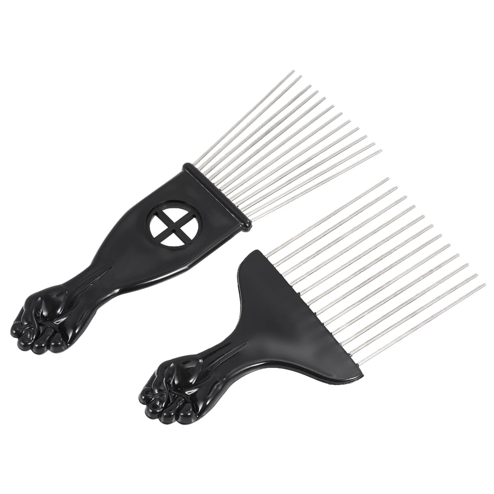 2Pcs Mental Pick Comb African American Afro Comb Hair Brush