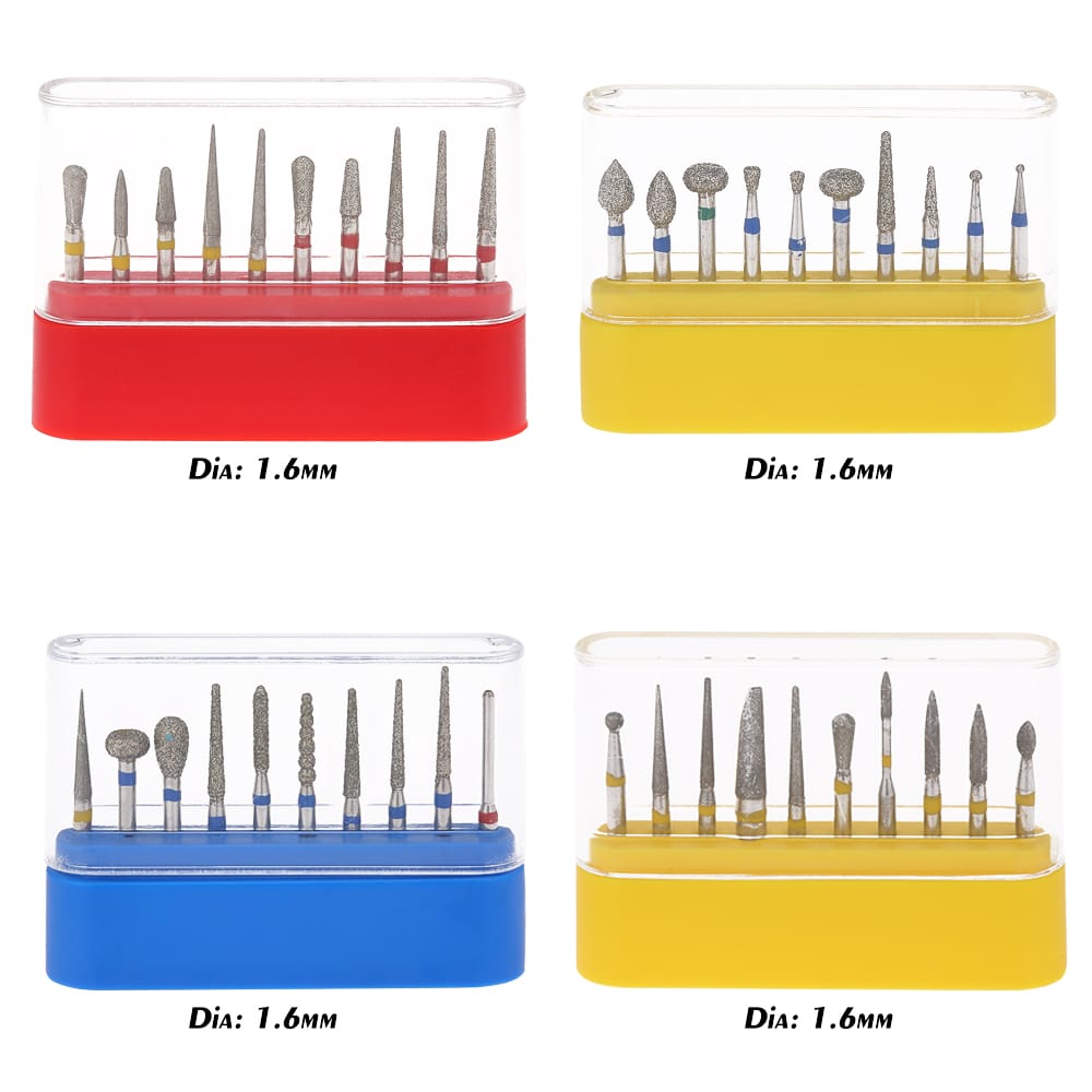 10 Pcs Dental High Speed Burs Set Diamond Drill Bits Teeth - 4