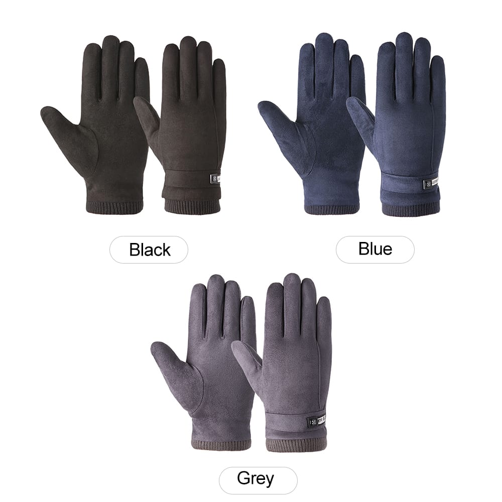 Men's Winter Warm Suede Gloves Outdoor Sports Gloves