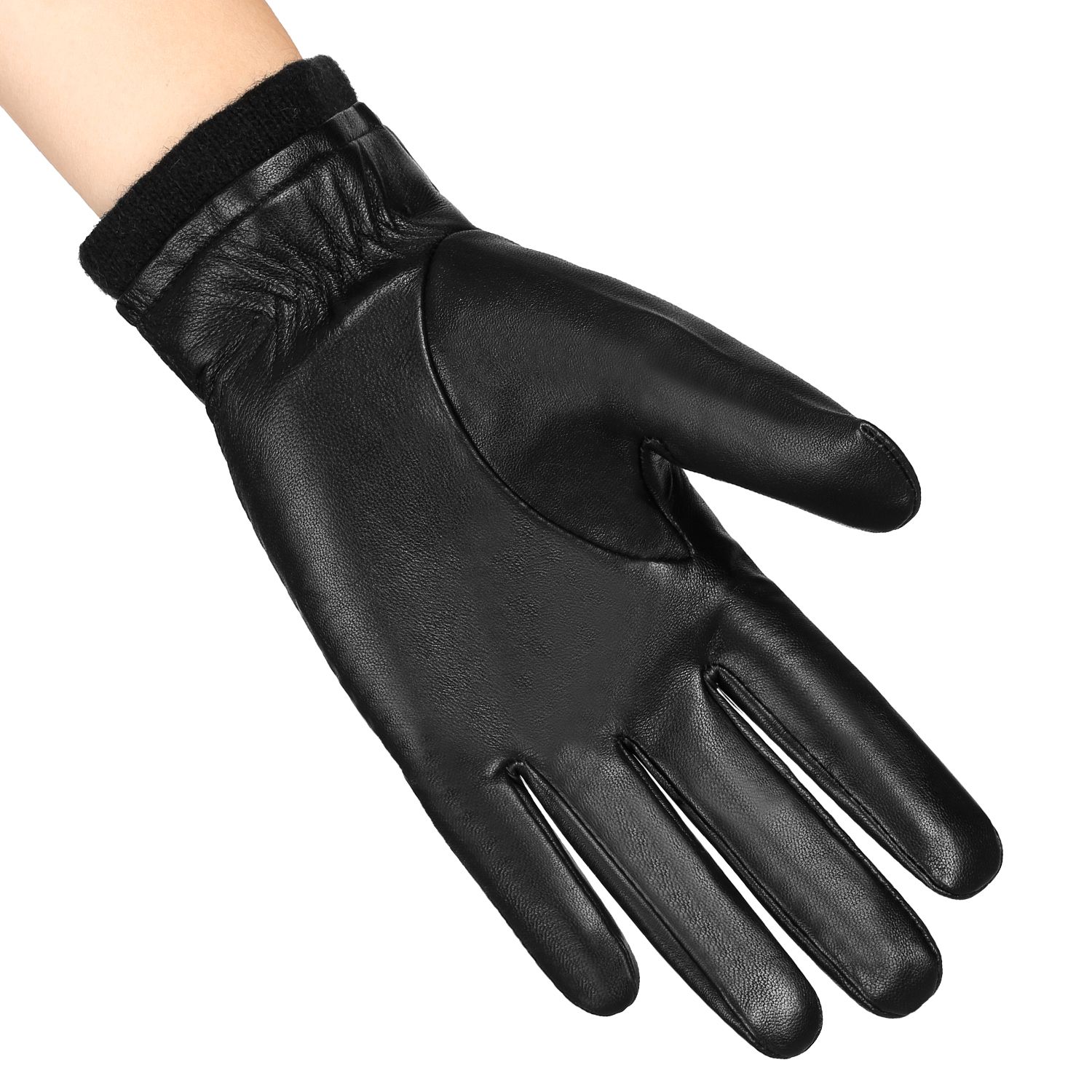 Men Sheepskin Leather Gloves Outdoor Sport Warm Wool Lined - XL