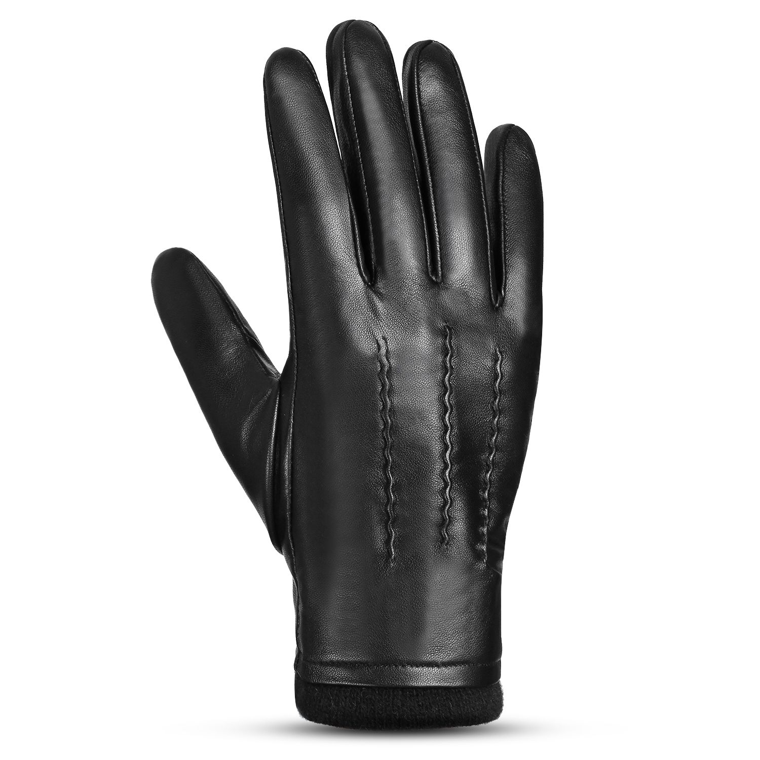 Men Sheepskin Leather Gloves Outdoor Sport Warm Wool Lined - XL
