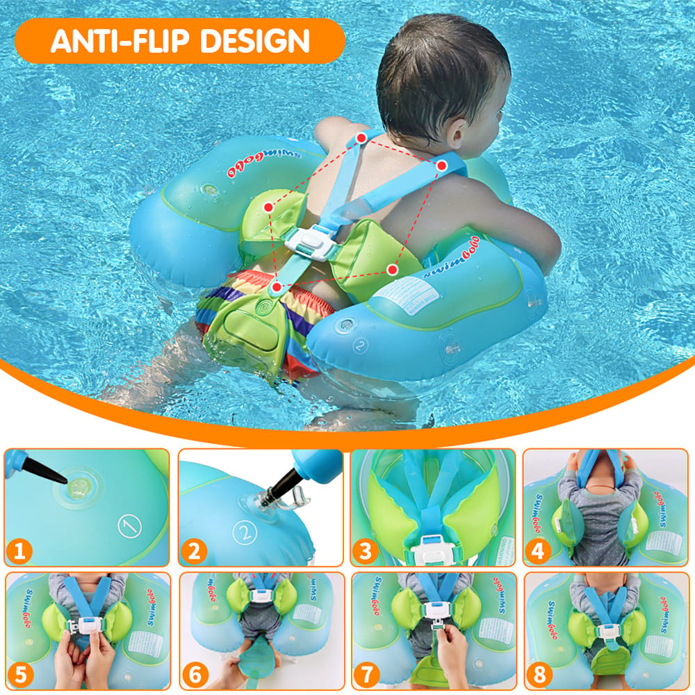 Inflatable Baby Swimming Ring with Removable Sun Canopy - L