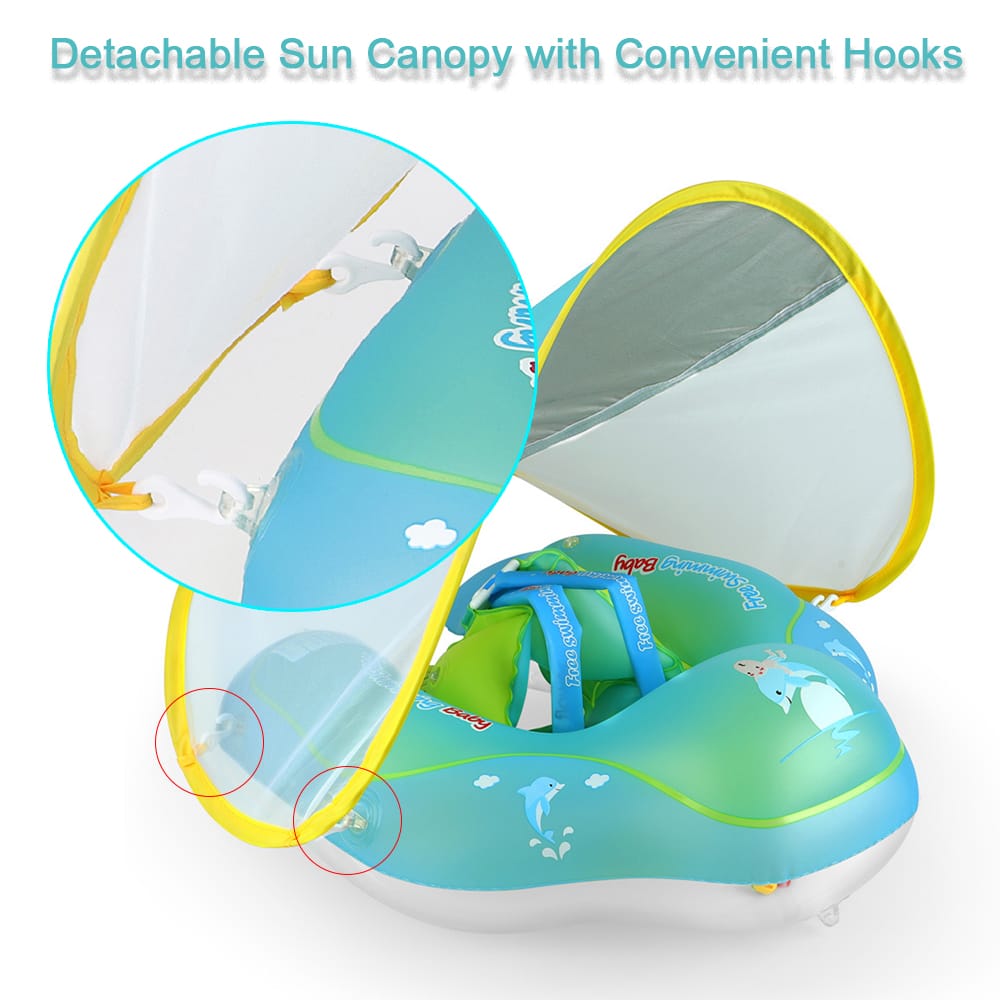 Inflatable Baby Swimming Ring with Removable Sun Canopy - L