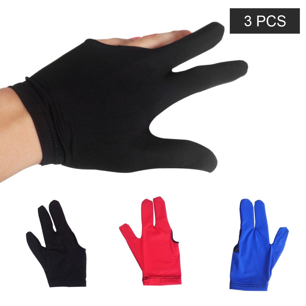 3 PCS Absorbent Billiard Gloves Three Fingers Spandex Cue - 3 pcs