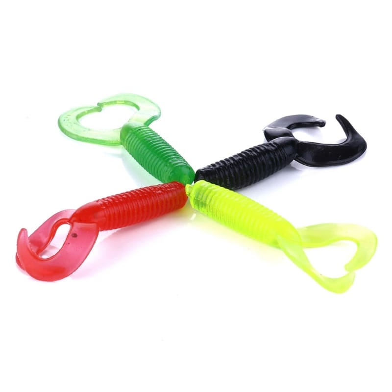 HENGJIA SO105 20 PCS 3.5cm/0.9g Double Tailed Bait Soft Bait for Sea Fishing (Yellow)