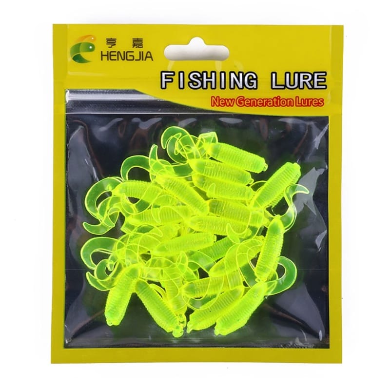 HENGJIA SO105 20 PCS 3.5cm/0.9g Double Tailed Bait Soft Bait for Sea Fishing (Yellow)